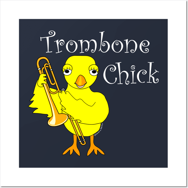 Trombone Chick White Text Wall Art by Barthol Graphics